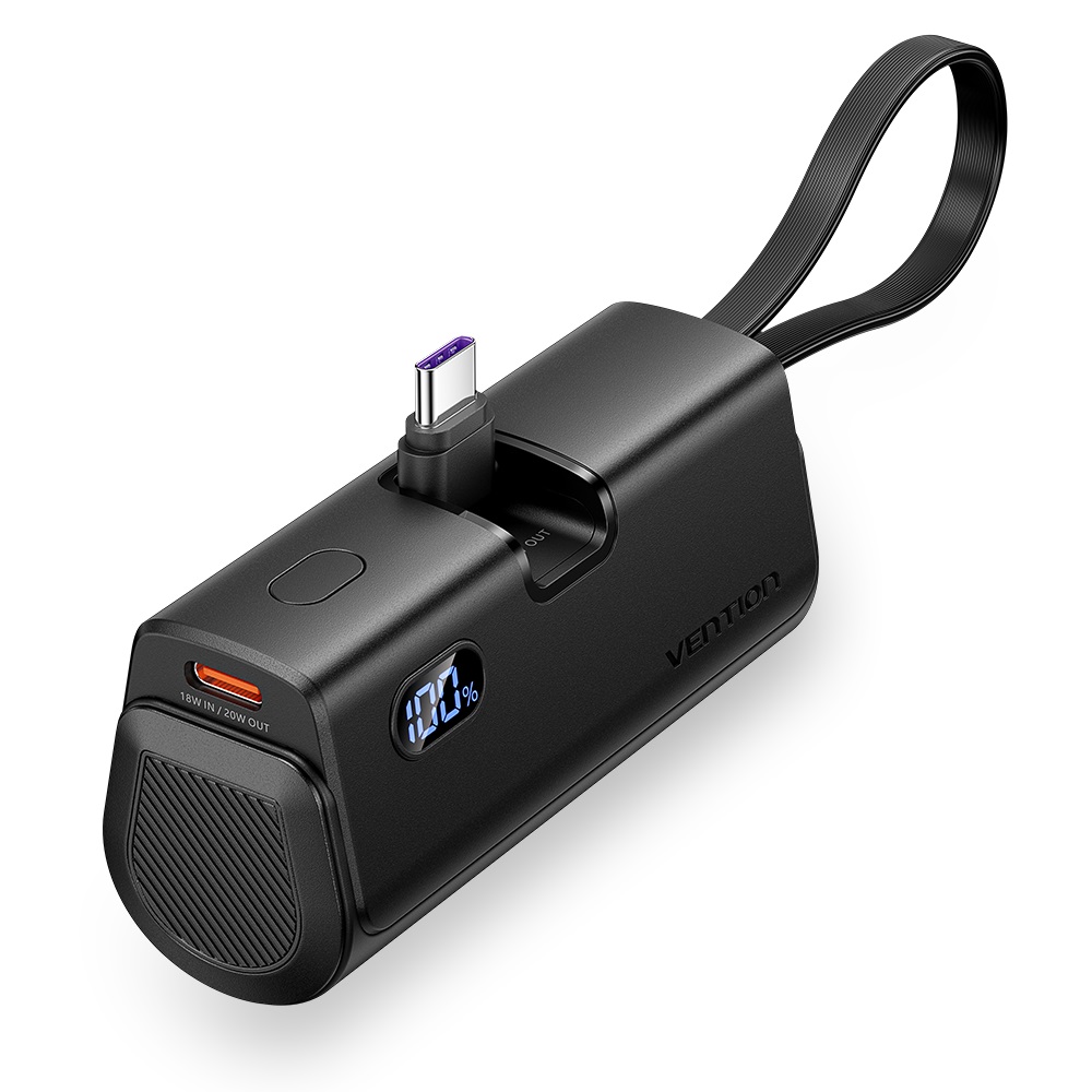 1 Vention Powerbank 4800mAh 22.5W Foldable USB-C Black FHQB0 - Image 1