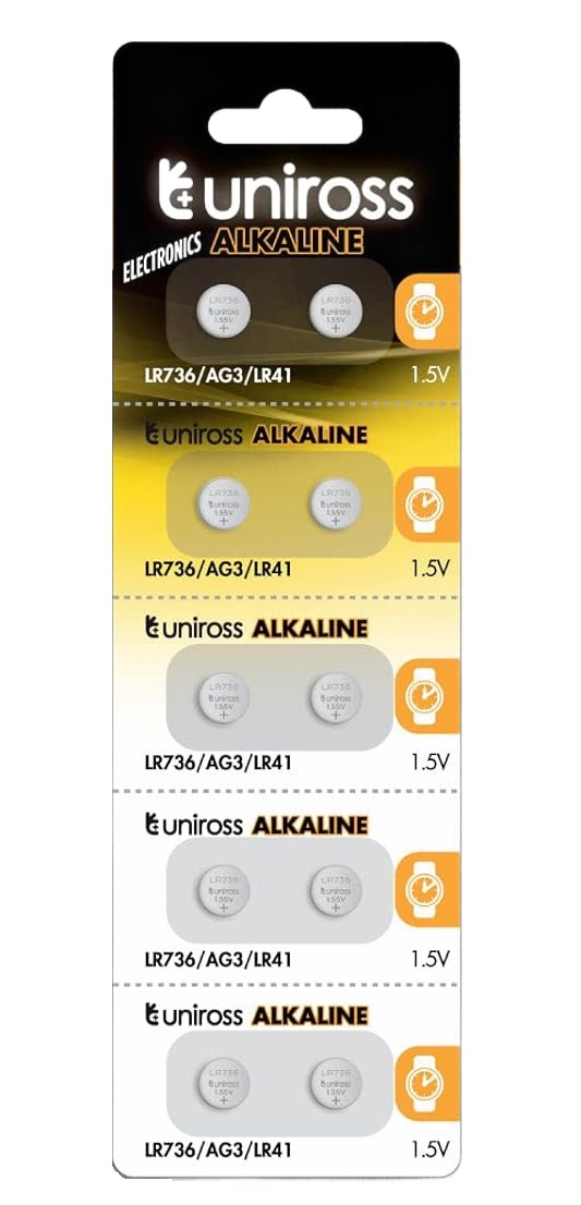1111111vduniross Uniross Alkaline-Coin LR736 AG3 LR41 Battery (10pack) - Image 1