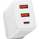 Baseus Charger Wall 30W USB-C/2xUSB-A UK White