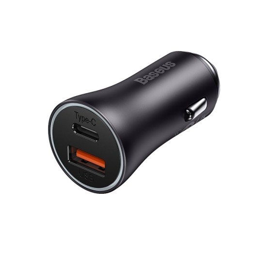 1680508191 Baseus Golden Contactor Max Car Charger U+C 60W Dark Gray - Image 1