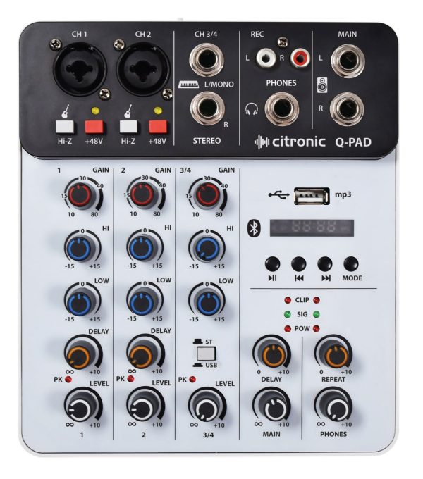 Citronic Mixer Studio QPAD 2ch BT/USB Play-Rec 170.814UK