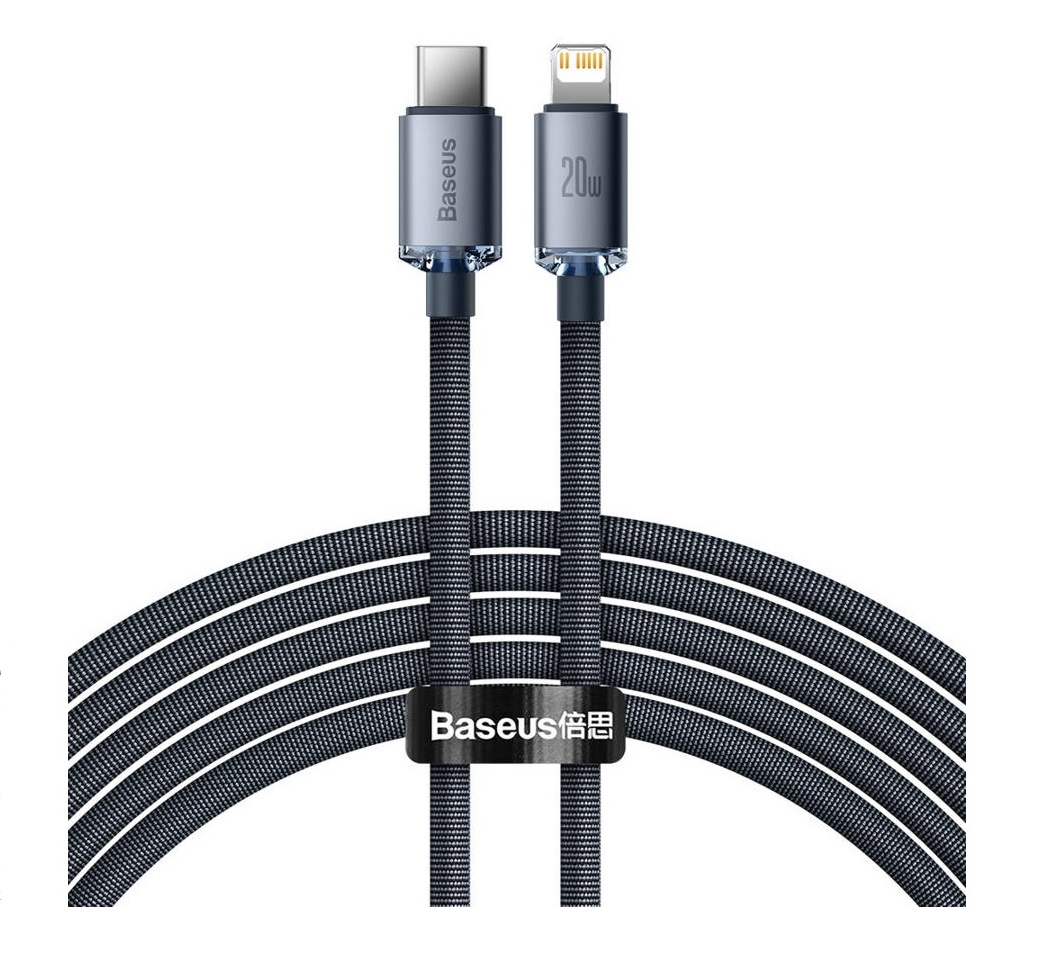 1_1667024664 Baseus Cable Lightning to USB-C Crystal Series 2.0m White - Image 1