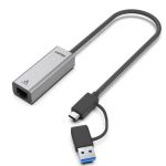Unitek Converter USB-C to LAN Gigabit Ethernet+USB-A Y-3465A
