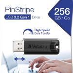 Verbatim USB Drive 3.2 Pinstripe 256GB Black