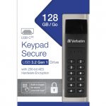Verbatim USB Drive 3.1 Keypad Secure USB-C AES Encryption 128GB