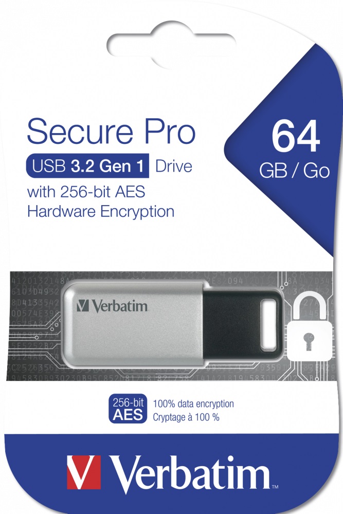 1_1697722518 Verbatim USB Drive 3.2 Secure Data Pro AES Encryption 64GB - Image 1