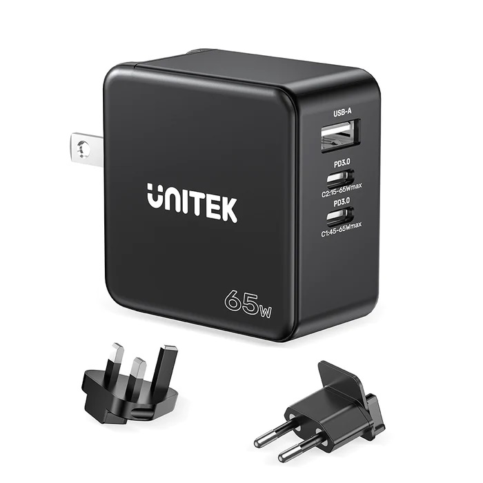 1_1702026037 Unitek Charge Wall 65W 4in1 GaN Charger Black P1117B - Image 1