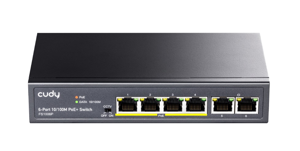 1_1702459482 Cudy FS1006P 4-Port FE PoE Switch + 2 FE Uplink 60W with UK Plug - Image 1