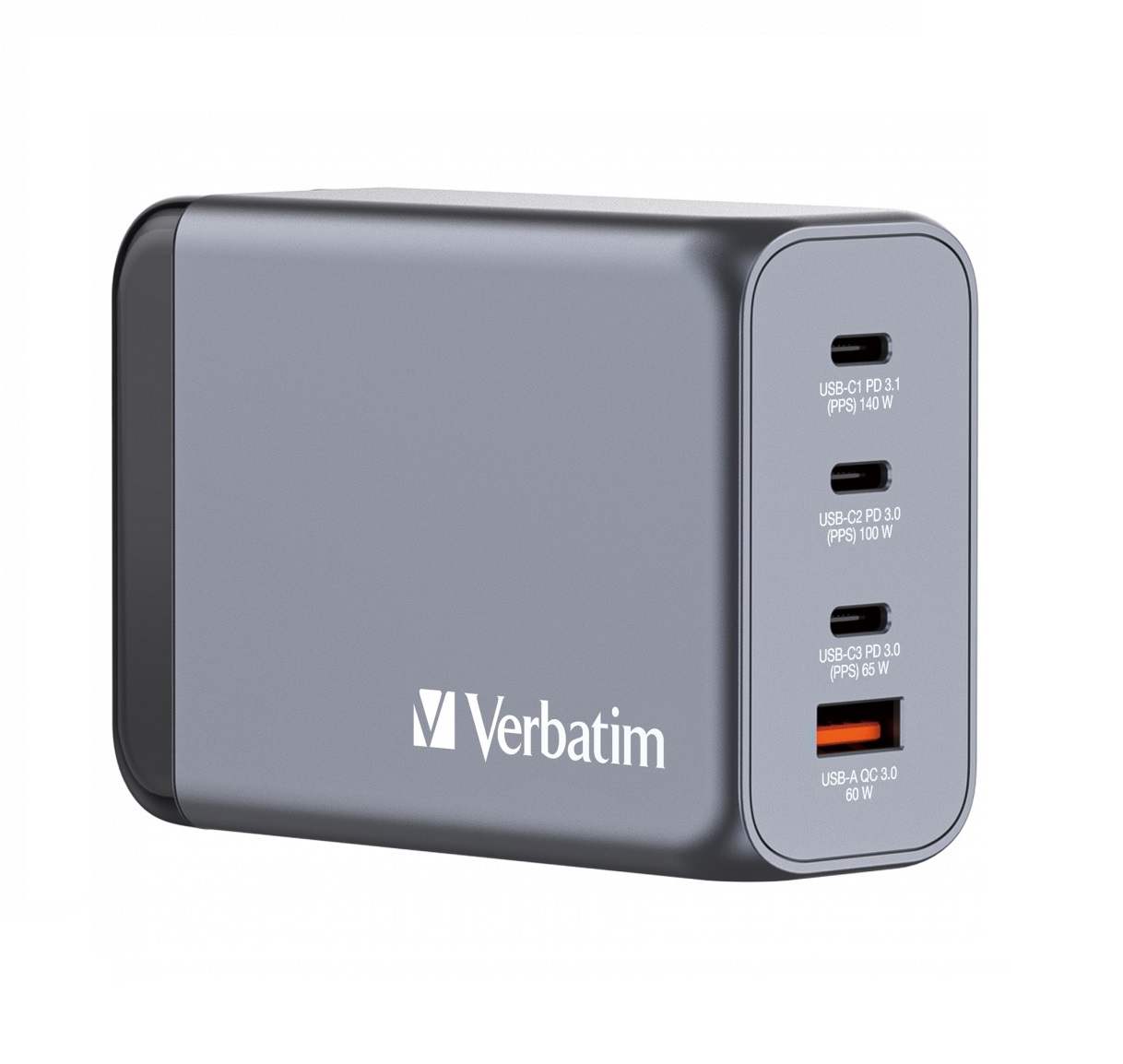 1_1706169263 Verbatim GaN Charger 4 Port 240W USB A/C (EU/UK/US) GNC-240 - Image 1