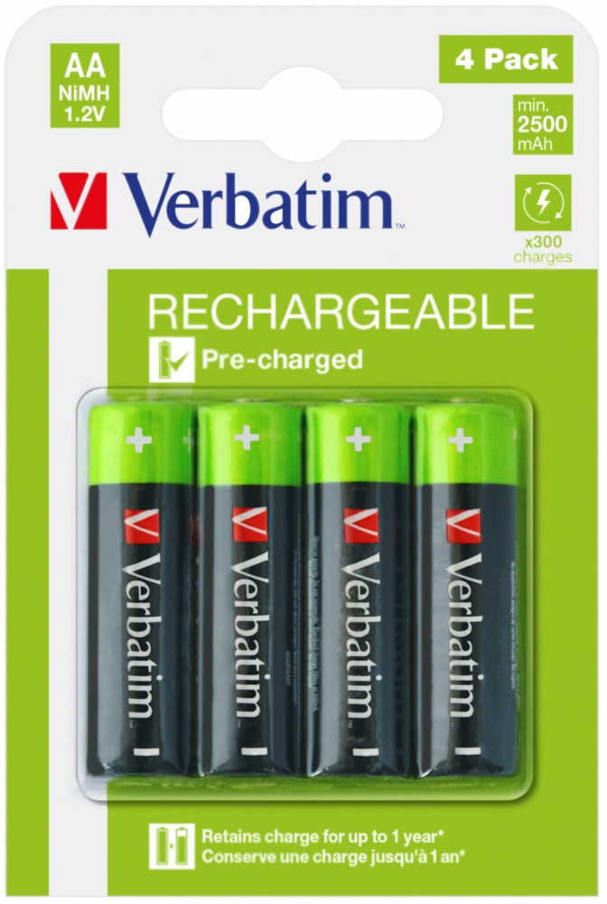 1_1707302010 Verbatim Rechargeable AA 2500mAh Batteries (4pcs) - Image 1