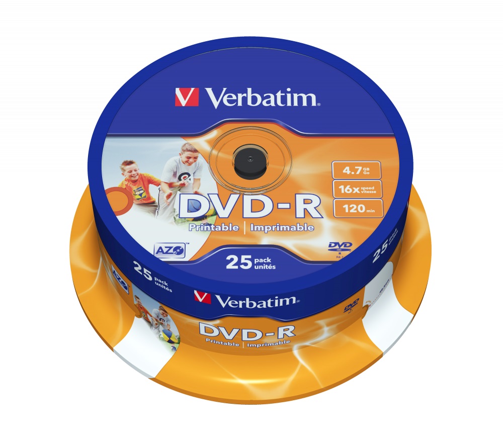 1_1712654472 Verbatim DVD-R 4.7GB 16X 25-Pack Spindle Printable 43538 - Image 1