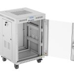 Lanberg Free Standing Cabinet 19'' with Glass Door 15U 60cm Ventilation Panel with LCD, 2 Fans & Thermostat Grey (not assebled)