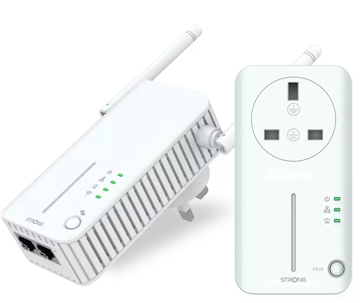 1_1741170010 Strong Powerline Kit AV600 Passthrough 600Mbps WI-Fi 300Mbps UK POWERLWF600DUOUKV2 - Image 1