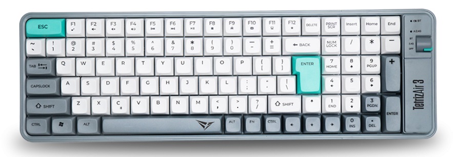 1_1742387047 Alcatroz Tetriz Air 3 Wireless Keyboard 2.4G+BT Winter White - Image 1