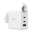j5create Charger Wall Travel 65W GaN 2xUSB-C/1xUSB-A + USB-C Cable JUP3565CV