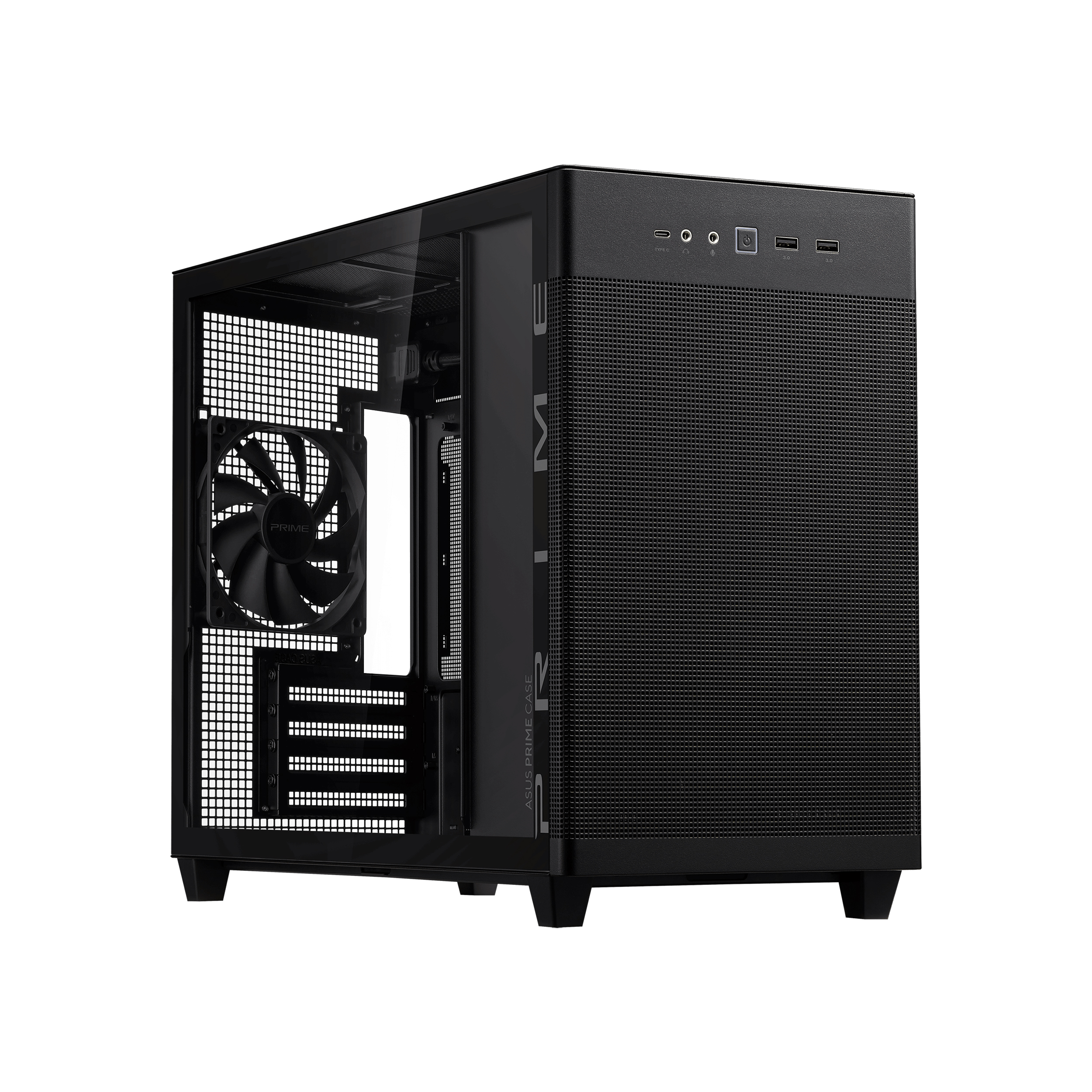 1_1744803082 ASUS PC Case mATX Tempered Glass Panel USB-C PRIME AP201 Black - Image 1