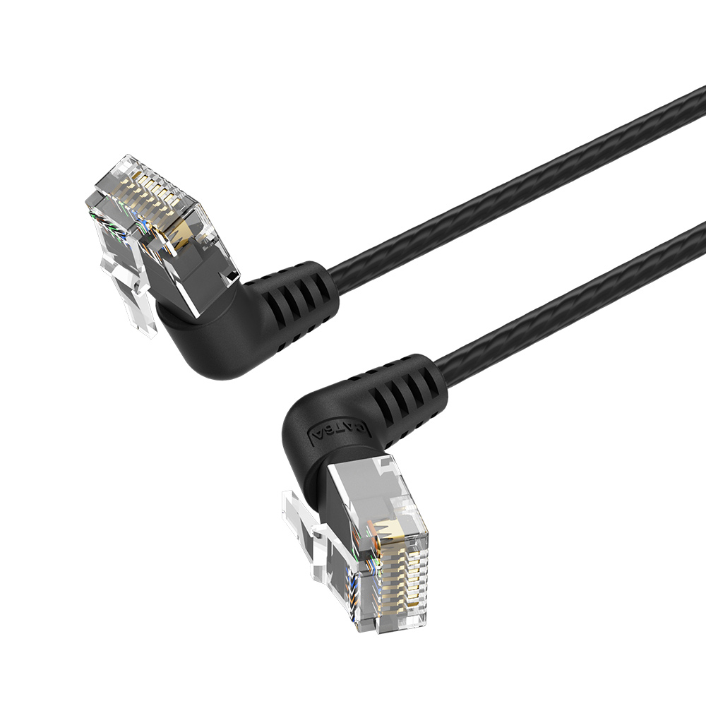 1_1745570206 Vention NETWORK Cable Cat6A UTP Rotate Right Angle Slim 5.0m Black IBOBJ - Image 1
