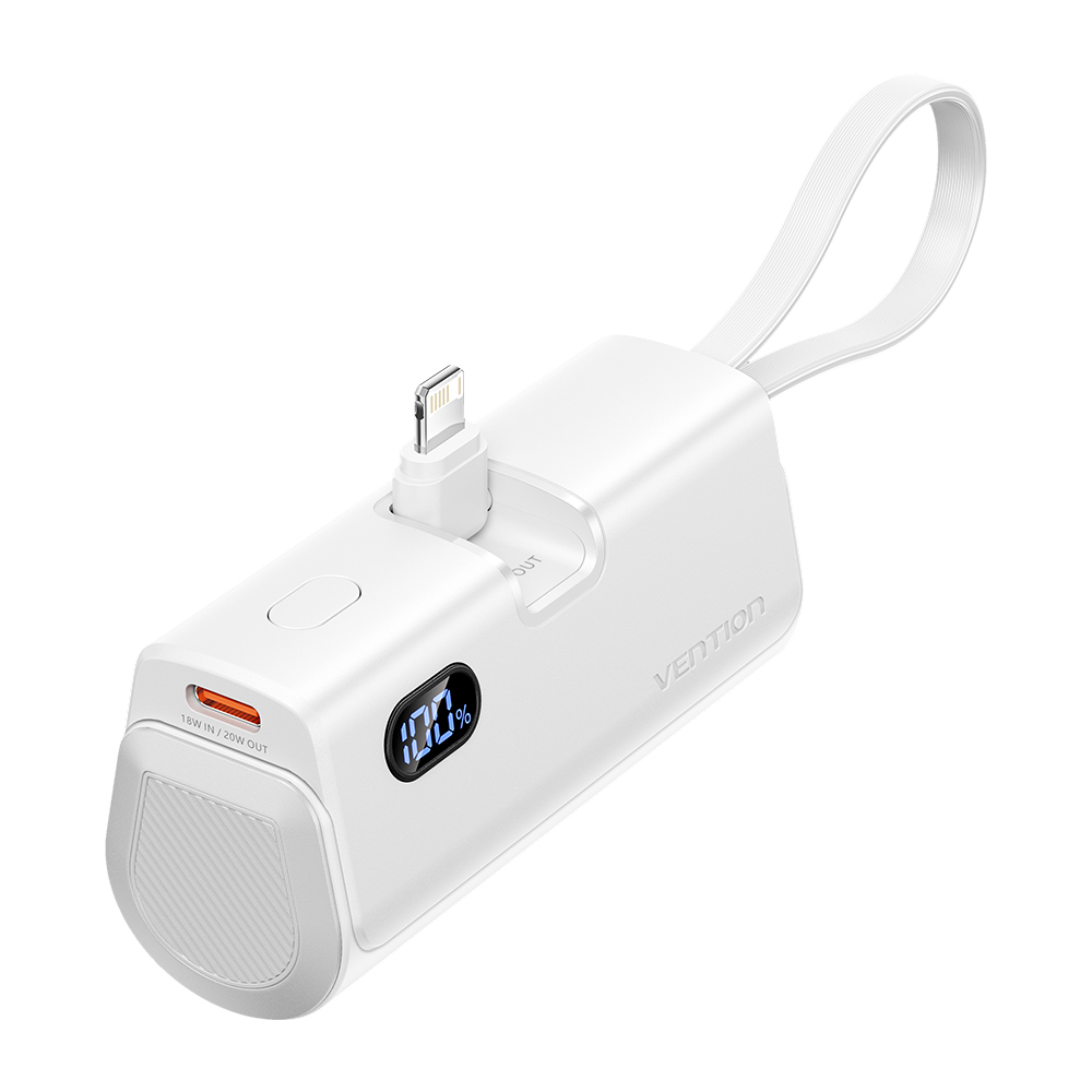 1_1746187429 Vention Powerbank 4800mAh 22.5W Foldable Lightning White FHRW0 - Image 1
