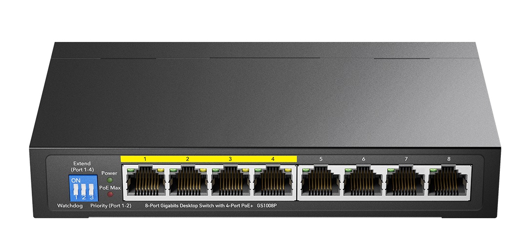 1_1752655115 Cudy Switch PoE Gigabit 4PoE + 4GbE Uplink 60W GS1008P - Image 1
