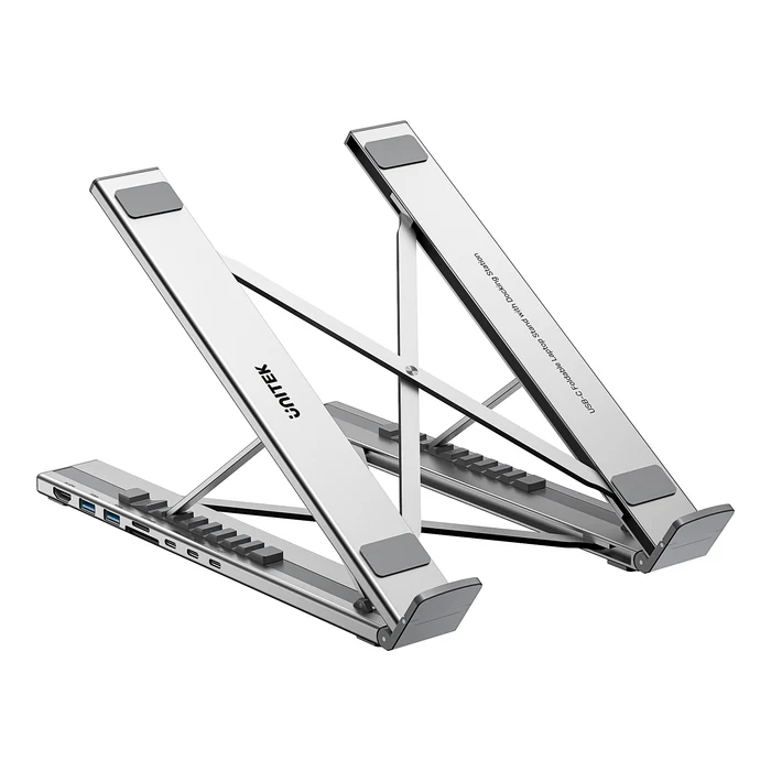 1_1752732883 Unitek Stand for Laptop Foldable w/Hub 2xUSBA/1xC/HDMI/SD/PD100W D1137A - Image 1