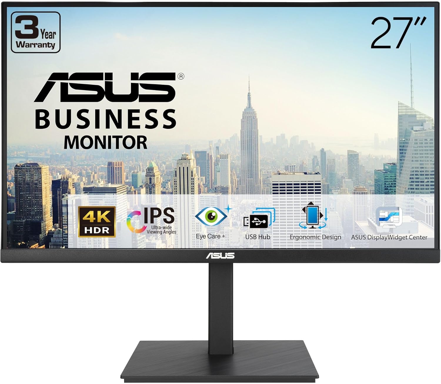 1_1753084440 ASUS Monitor Business 27'' 4K 60Hz HDR10 Frameless Ergonomic Speakers VA27UQSB - Image 1