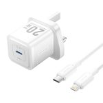 Vention Charger Wall GaN 20W 1xUSBC UK+Lightning Cable White FEPW0