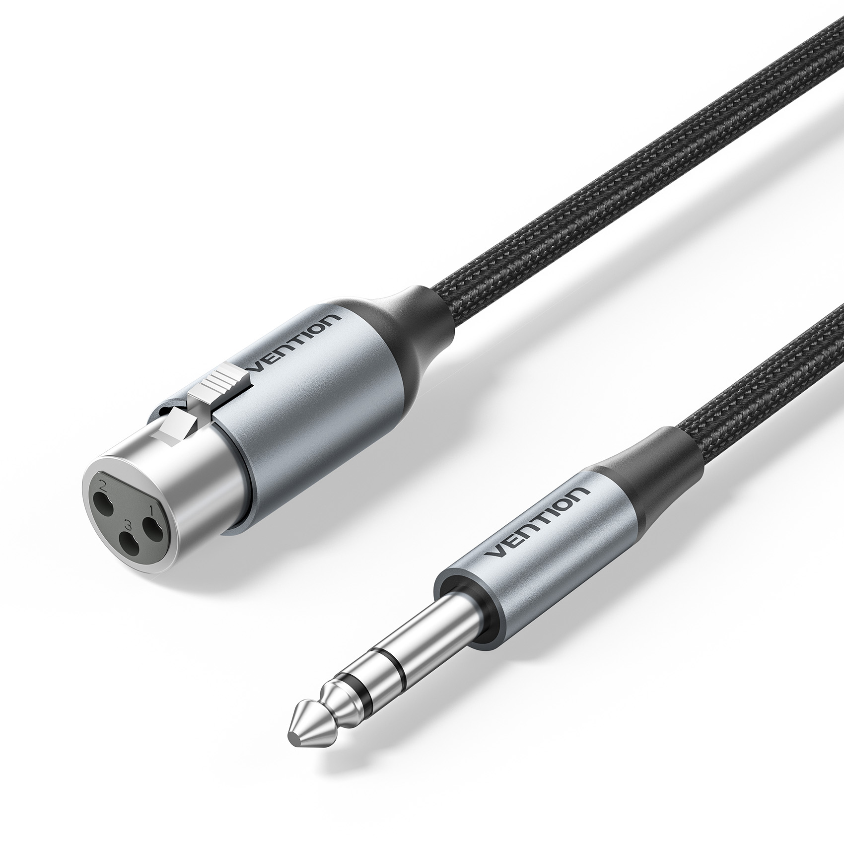 1_1758175259 Vention AUDIO 6.3mm to XLR M-F Cable Braided-Metal 1.0m BKGHF - Image 1