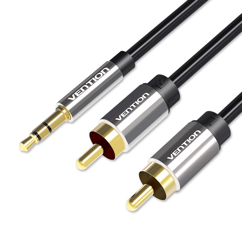 1__1_ Vention AUDIO 3.5mm to 2RCA M-M Cable Metal 1.5m BCFBG - Image 1