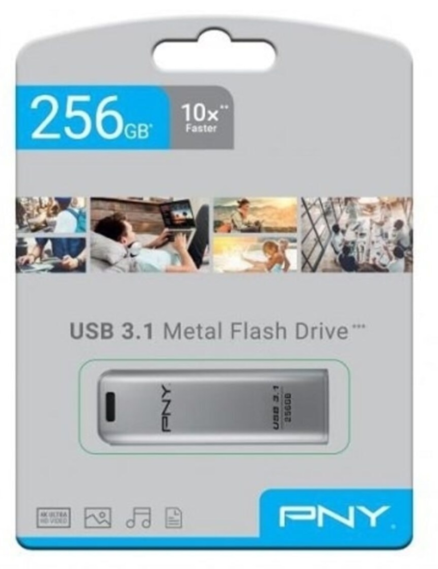 1_org_zoom_1627478087 PNY Flash Drive Elite Steel USB 3.1 Stick 256GB Capless Slider Black FD256ESTEEL31G - Image 1