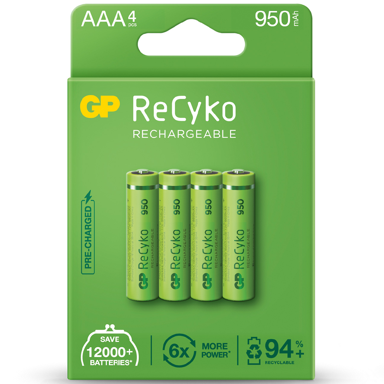 ____23802 GP ReCyko+ Recharg Batteries AAA 950mah 4pcs 656.161UK - Image 1