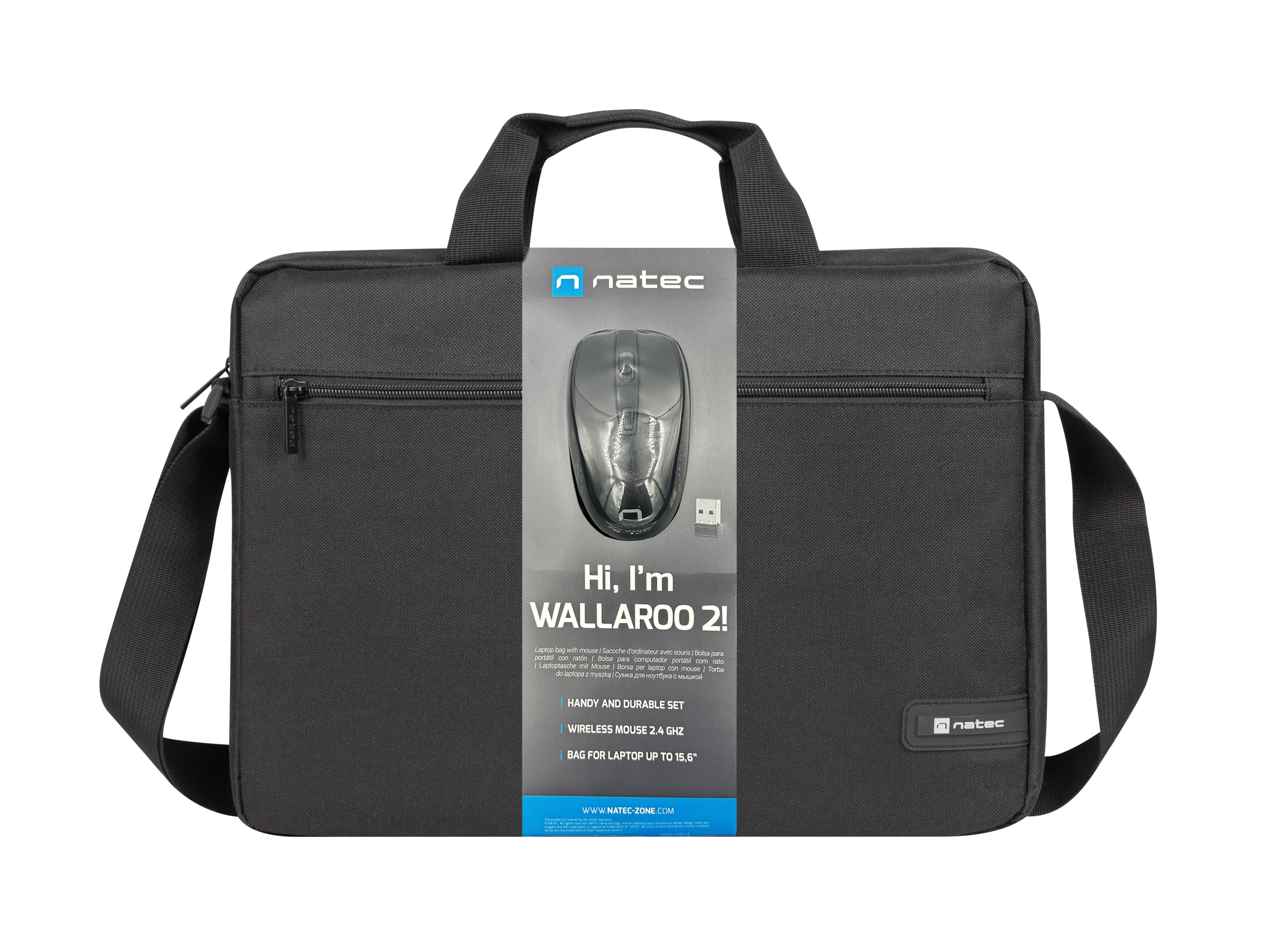 2_1701166617_222 Natec WALLAROO2 15.6'' Laptop Bag with Wireless Mouse Black - Image 1