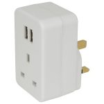 Mercury PlugThroug UK Mains Adaptr DualUSB 429.690