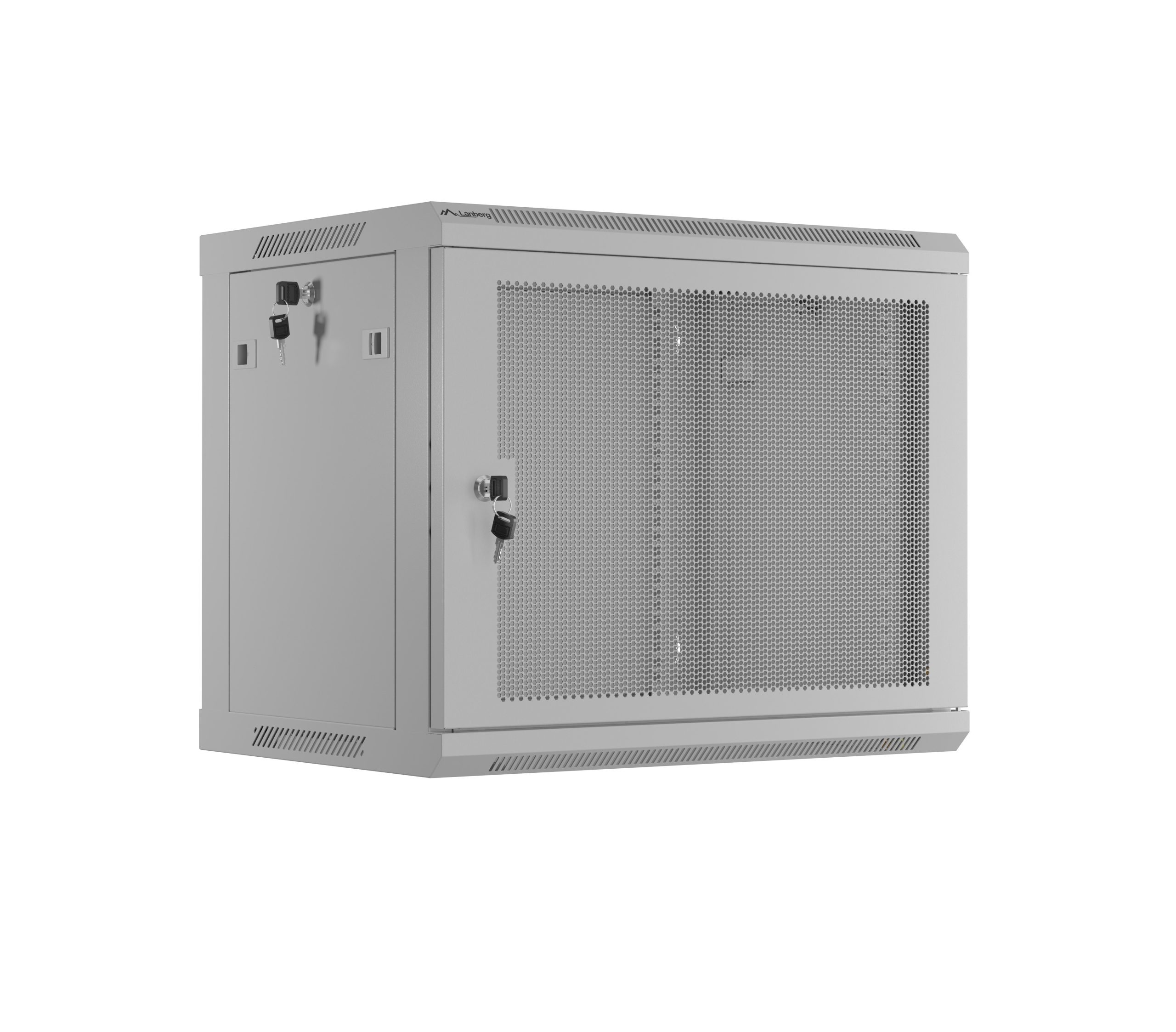 4u_1732527252 Lanberg Wall Rack 19'' with Perforated Door 4U 45cm Grey FLAT PACKED - Image 1