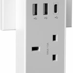 Tessan 2-Gang plug Through UK Charger 2 USB A USB C 13A TS-222-C