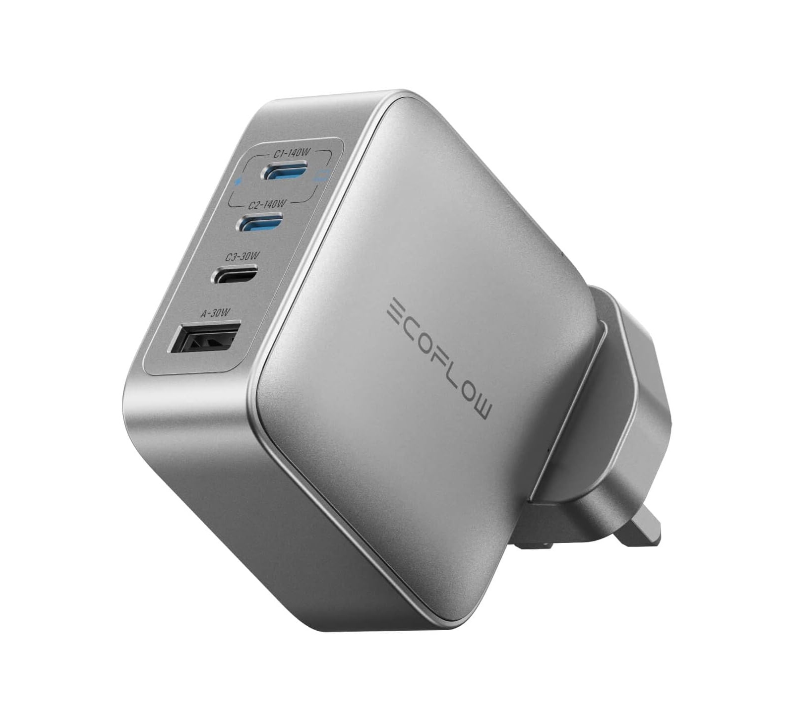 61bwa4mtUGL._AC_SL1500__1760705678 EcoFlow Charge Wall RAPID Pro 140W 4 Ports GaN UK Silver - Image 1