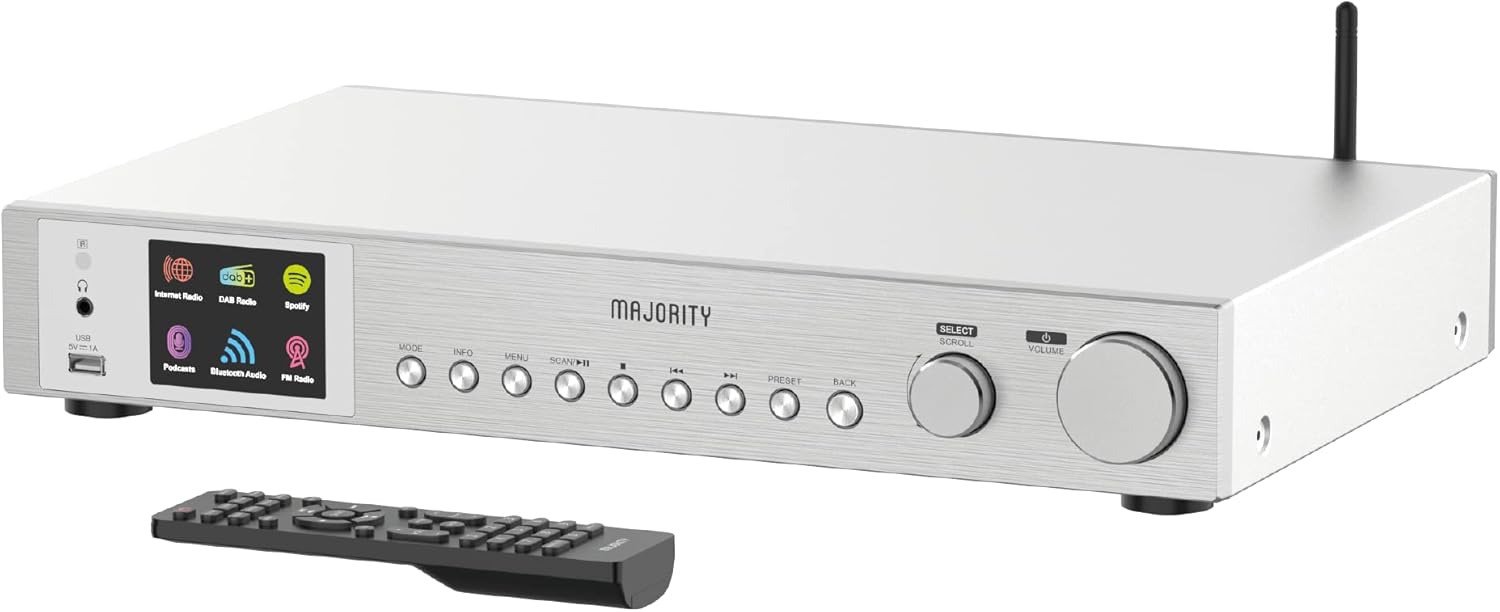 61obq8R1MUL._AC_SL1500_ Majority FITZWILLIAM 2 Radio WiFi/BT/USB/FM/LineOut/Display Silver - Image 1