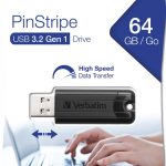 Verbatim USB Drive 3.2 Pinstripe 64GB Black