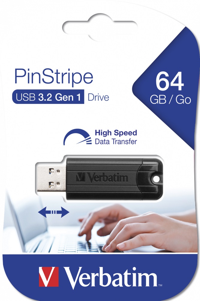 64_1697722035 Verbatim USB Drive 3.2 Pinstripe 64GB Black - Image 1