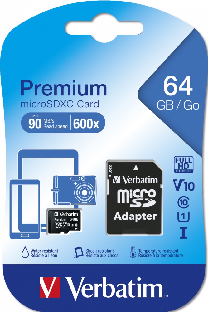 64gb Verbatim Micro SD Card+Adapter Class10 U1 64GB - Image 1