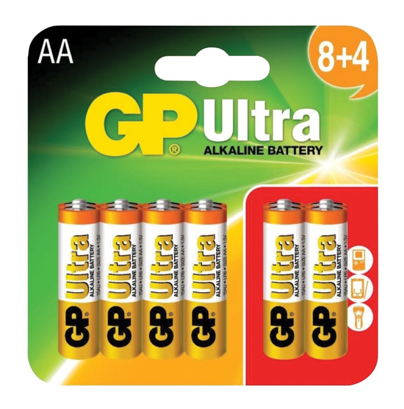 656.12UK-1 GP Ultra Alkaline Batteries AA 8+4 656.012UK - Image 1