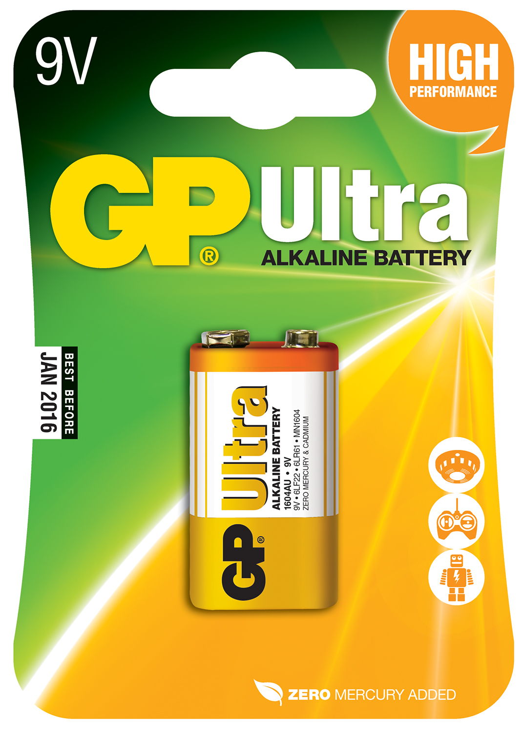 656020UK_PS1 GP Ultra Alkaline Battery PP3 9V 656.020UK - Image 1