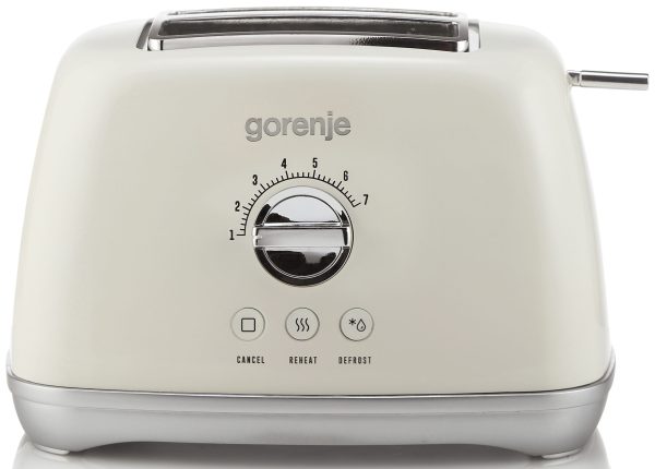 Gorenje Kitchen Toaster 1000W 2 Slots 7 Heating Levels T900RL Retro Ivory
