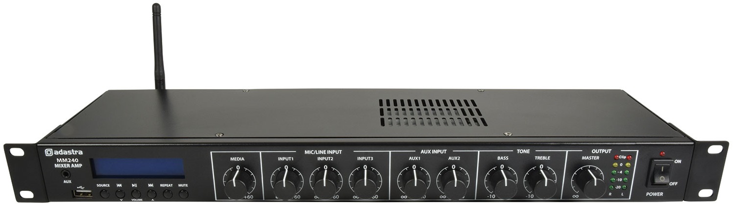 953030UK_CO1_1708311940 Adastra MM240 Rackmount Amplifier 2x120W@4ohms USB/BT/FM 953.030UK - Image 1