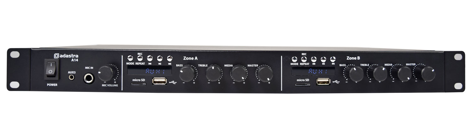 953414UK_CO1_1712422232 Adastra A14 2 x Independent Stereo Zones Amplifier x 200W per Zone & 2x Media Players BT/USB/FM 953.414UK - Image 1