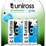 Uniross AA 2700 NiMH Rechargable Batteries 4 Pcs