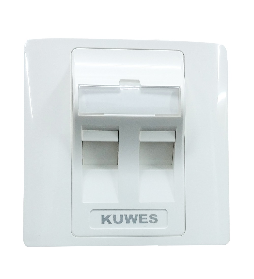 AKL-25-6609-2 Kuwes Outlet Double Faceplate UK 86x86 45 Degree - Image 1