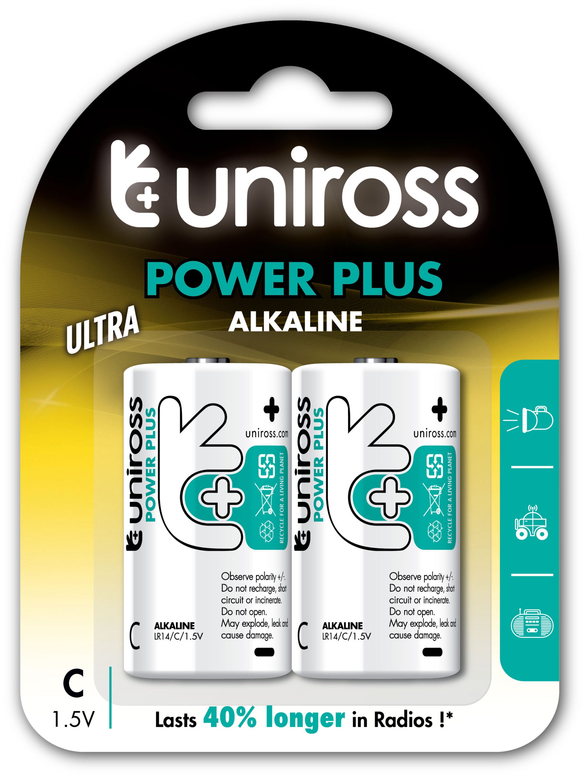 ALKALINE_POWER_PLUS__UALKCPP2__UNIROSS_BP2_C Uniross C Power Plus Alkaline Batteries 2 Pcs - Image 1