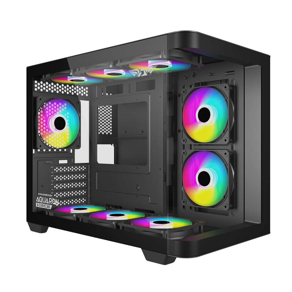 AQUARON-285_BLACK-1000x1000 Armaggeddon Gaming Case M-ATX AQUARON X-CURVE 285 Black - Image 1