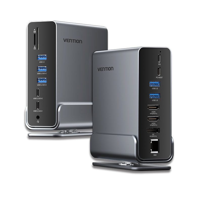A_1725611840 Vention HUB USB-C 8xUSB/2xHDMI/DP/MST/RJ45/SD/3.5mm/PD TPUH0 - Image 1