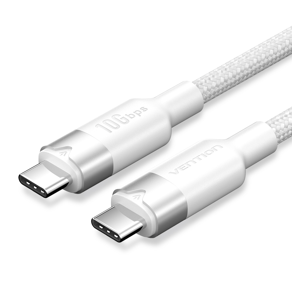 A_1745832984 Vention IT Cable USB-C 3.2 Gen2 M-M 1.0m Braided Aluminum White TRGWF - Image 1